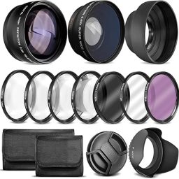 Ultra Deluxe Lens Kit for Canon Rebel T3, T5, T5i, T6, T6i, T7, T7i, EOS 80D, EOS 77D Cameras with Canon EF-S 18-55mm is II Lens - Includes: 7pc 58mm Filter Set + 58mm Wide Angle and Telephoto Lens