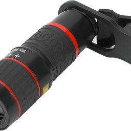 Acouto 20X Telephoto Lens, Long Focus Zoom Telephoto Lens with Clip for Smart Phone Tablet PC Black